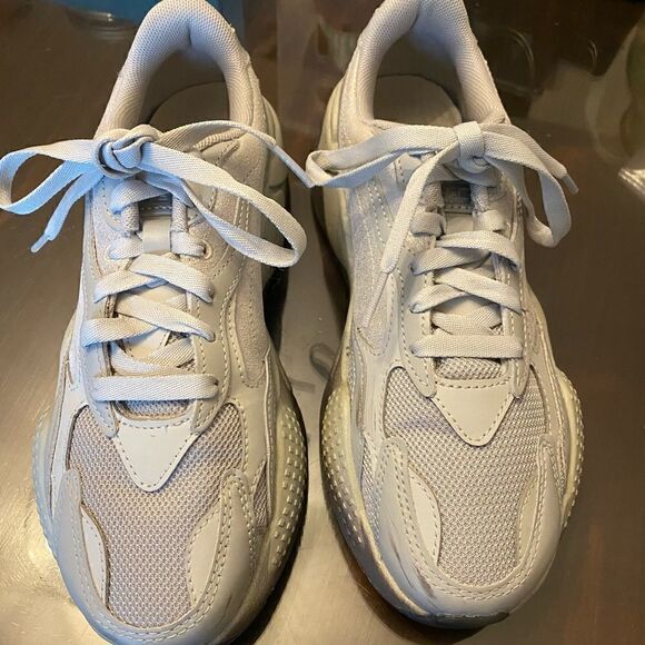 Puma Running NYC System Sz 7.5 Gray Sparkle Rhinestone Leather Running Sneakers - Picture 3 of 8